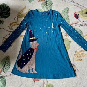 Mini Boden Blue Dress with Cat and Stars